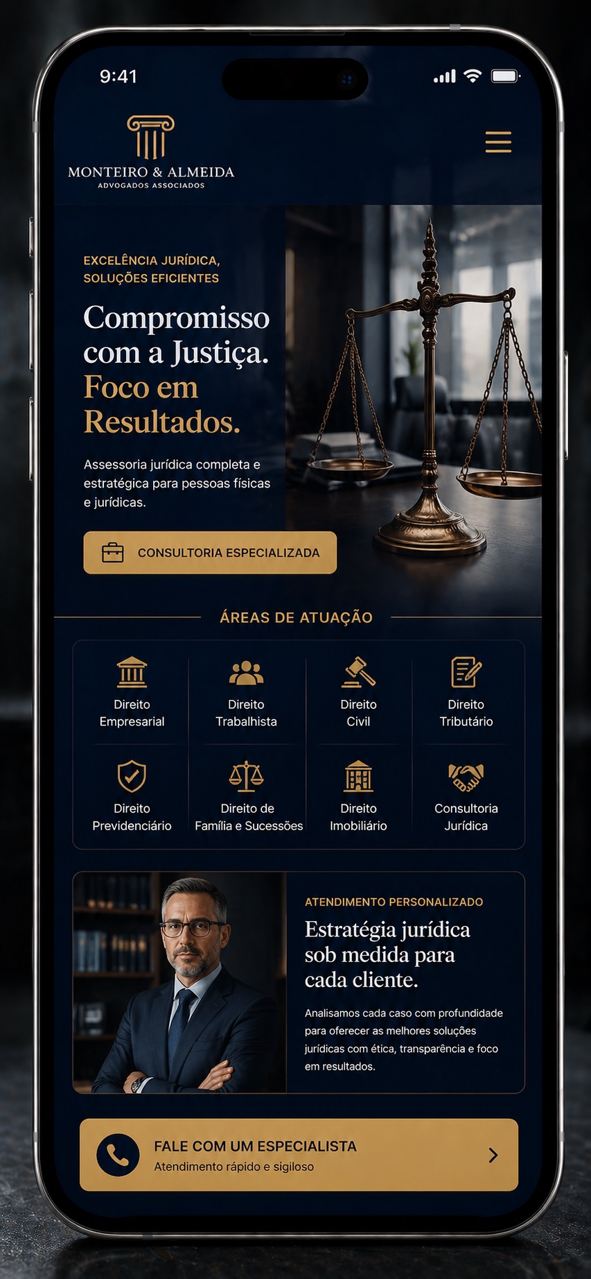 Exemplo de landing page para advocacia