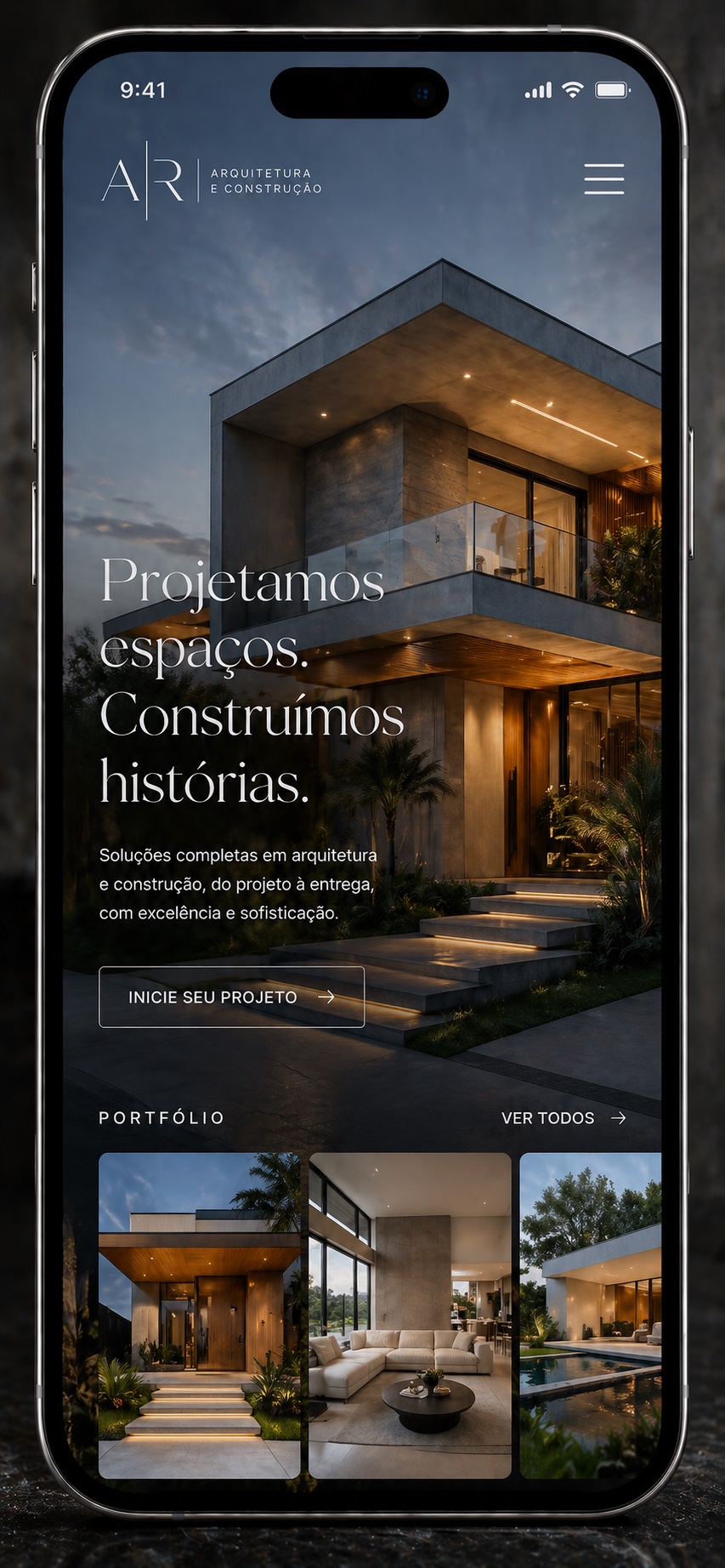 Exemplo de landing page para construcao e arquitetura