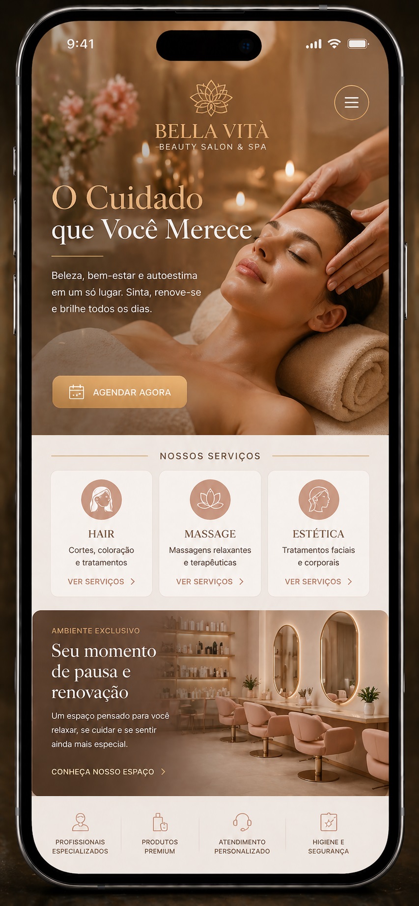 Exemplo de landing page para saloes e spa